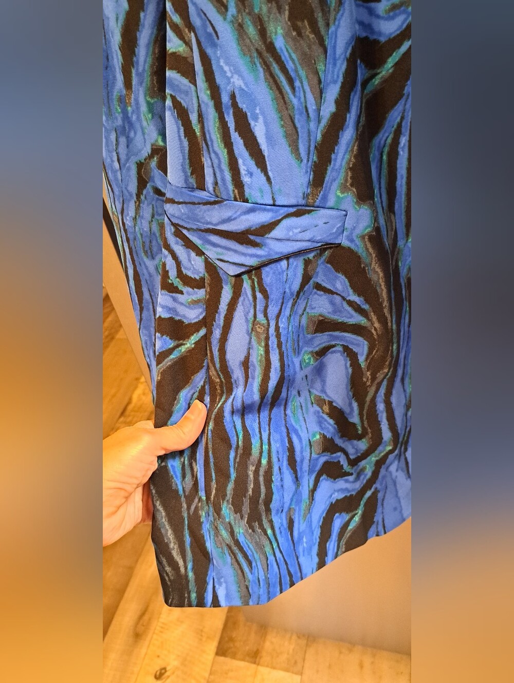 DVF Diane Von Furstenberg Vinley  Blue Print Artzy Blue Black Blazer Jacket  16 - Picture 4 of 12
